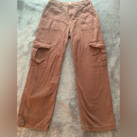 Ardene’s Baggy Wood Brown Straight Legged Women’s Cargos - Picture 1 of 5